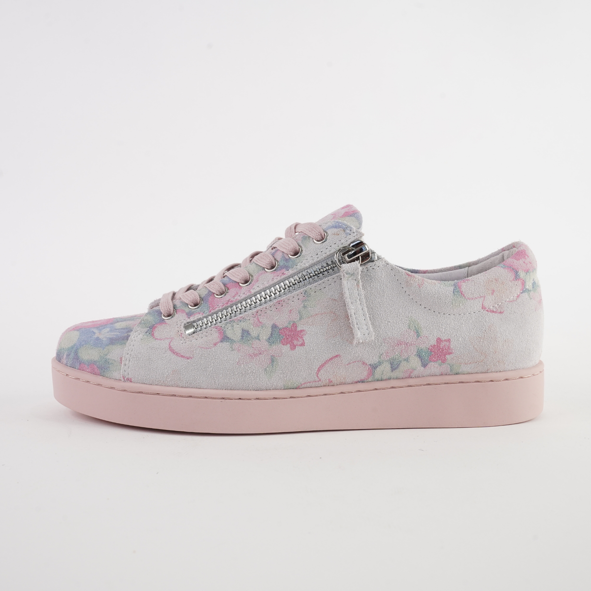 Jelorias Pastel Floral/ Pink Sole Leather Sneakers - DJANGO AND JULIETTE | Shouz