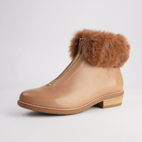 Lollys Cognac Leather/ Brown Fur Ankle Boots - DJANGO AND JULIETTE | Shouz