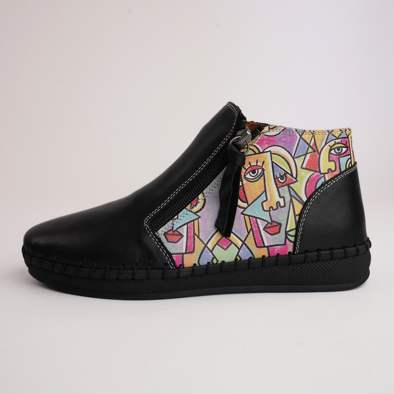 Regan Black Picasso Leather Ankle Boots