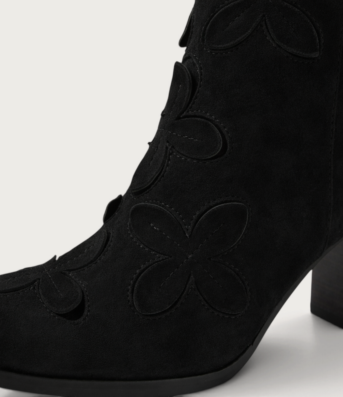 Alderte Black Suede/ Black Heel Ankle Boots