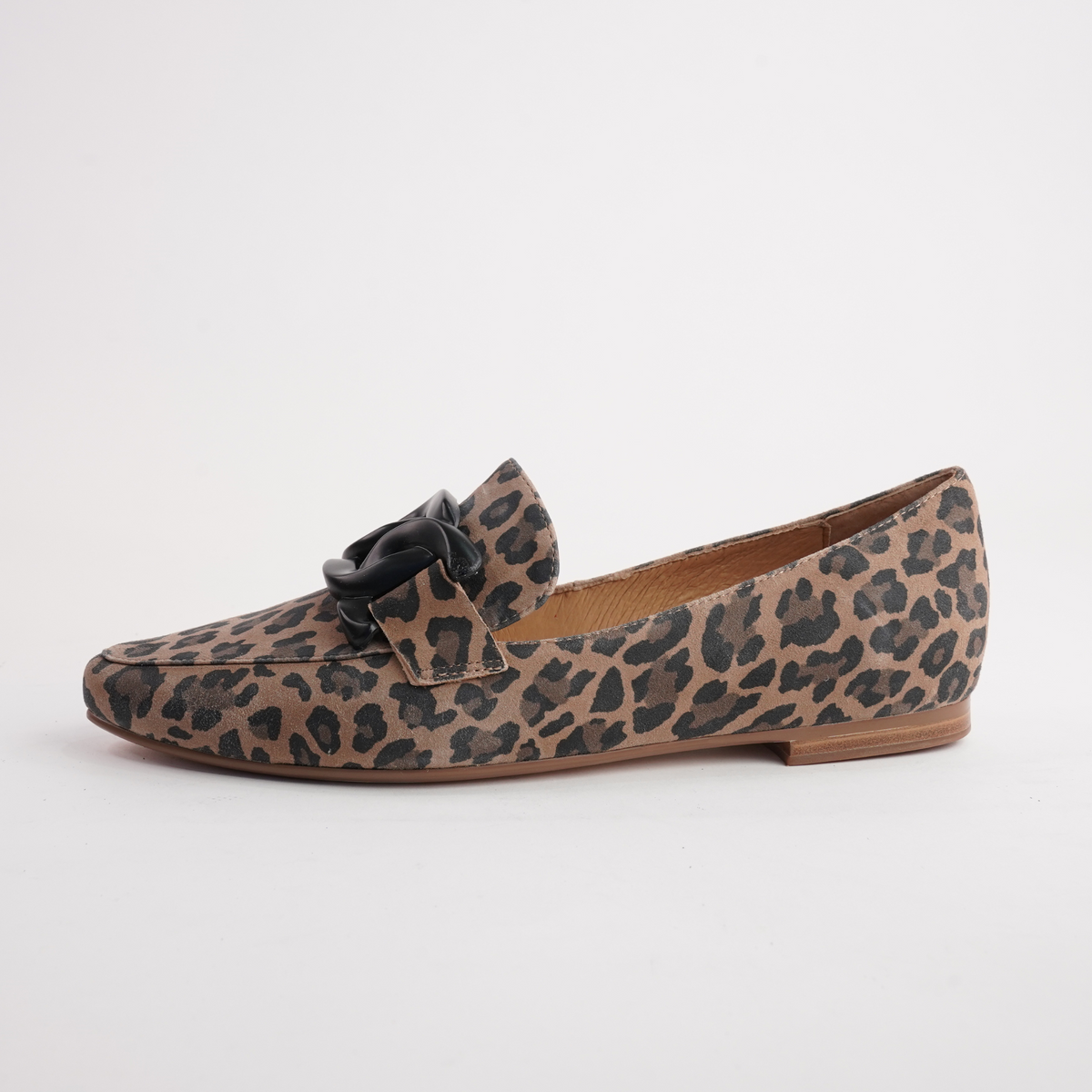 Socoros Camel Leopard Leather Loafers