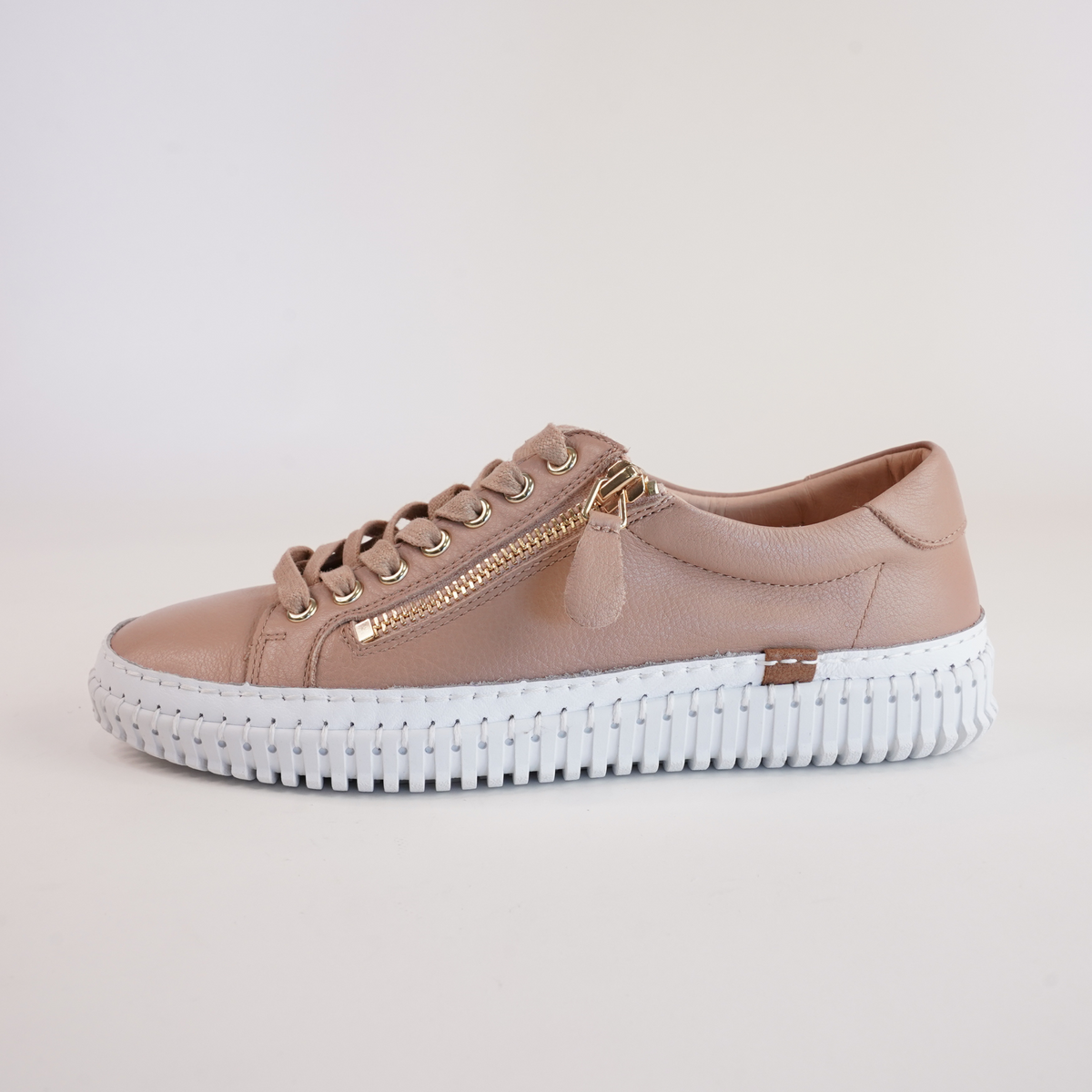 Jonza Latte Leather Sneakers - DIANA FERRARI | Shouz