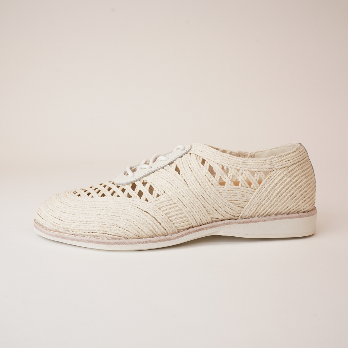 Derby Open Weave Oat Lace Up Flats - ROLLIE | Shouz