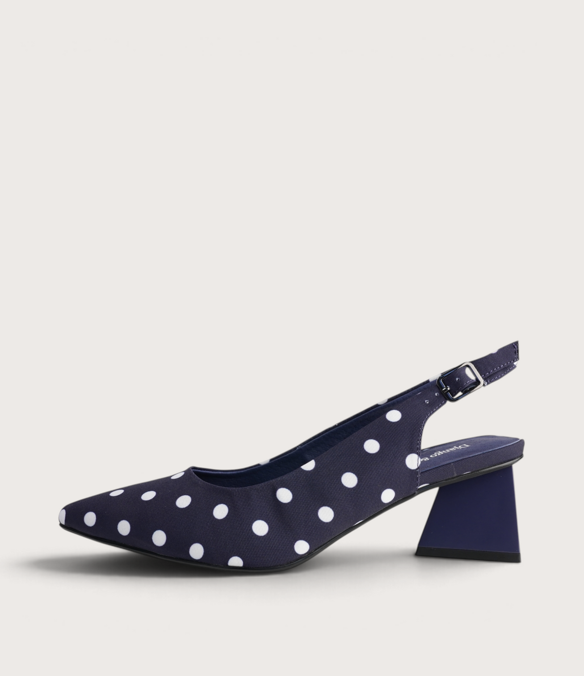 Ihops Navy White Spots Leather Heels - DJANGO AND JULIETTE | Shouz