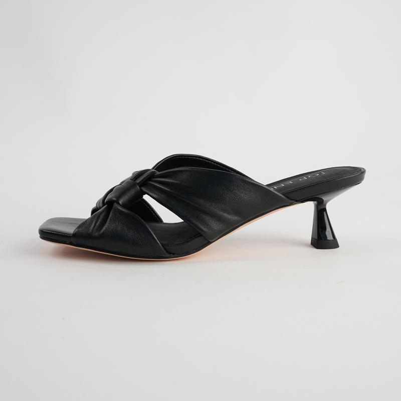 Kineta Black Leather Heels