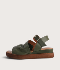 Positano Dark Olive Leather Sandals