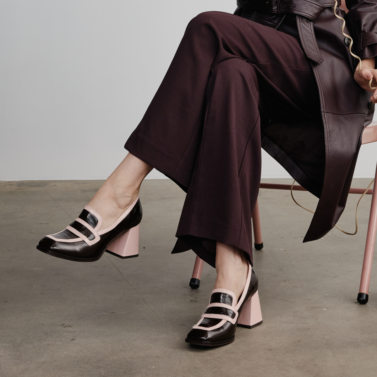 Bergen Coffee/ Pink Patent Leather Heels - TAMARA LONDON | Shouz