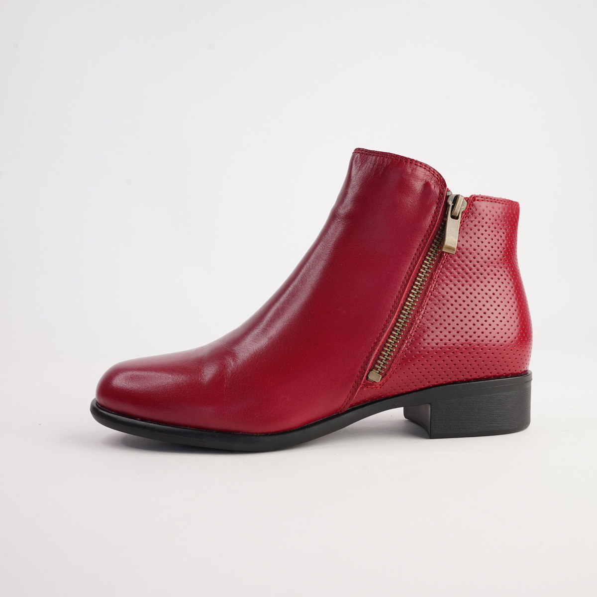 Lorenzo Red Leather Ankle Boots - BRESLEY | Shouz