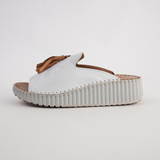 Sonny White/ Coconut Leather Slides - SALA | Shouz