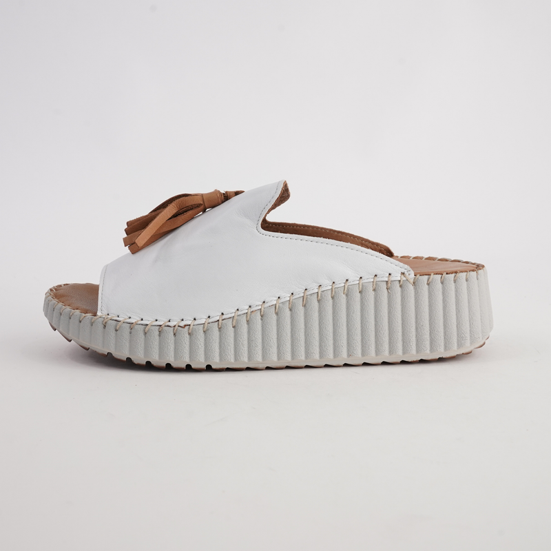 Sonny White/ Coconut Leather Slides