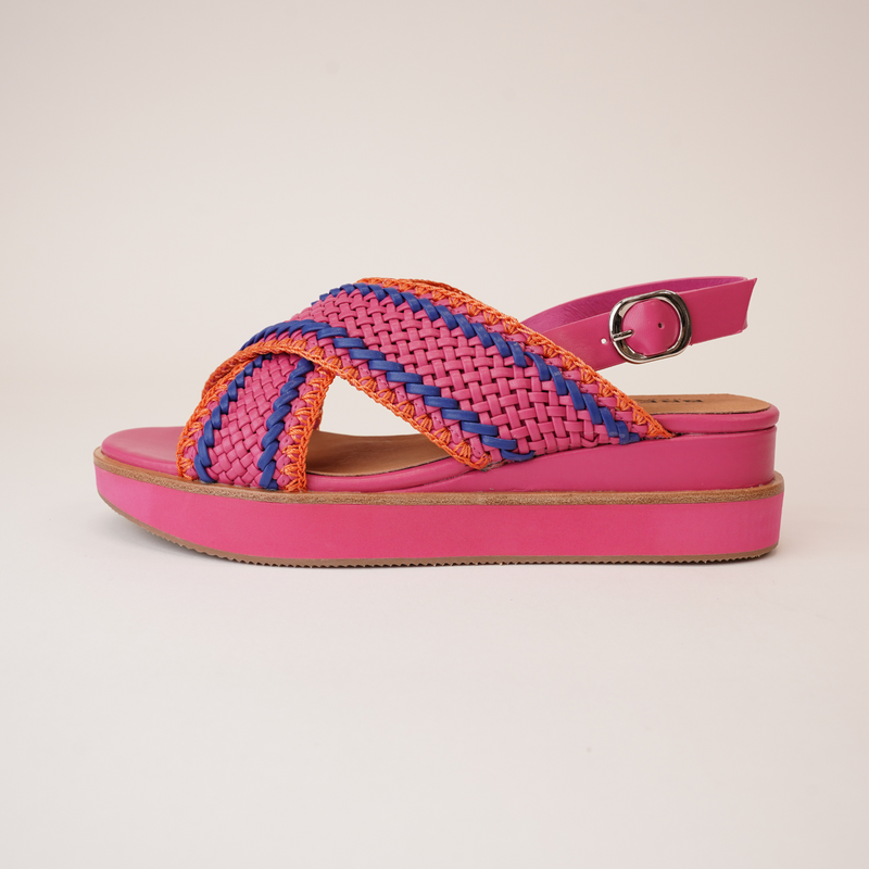 Drum Fuchsia Multi Leather Sandals