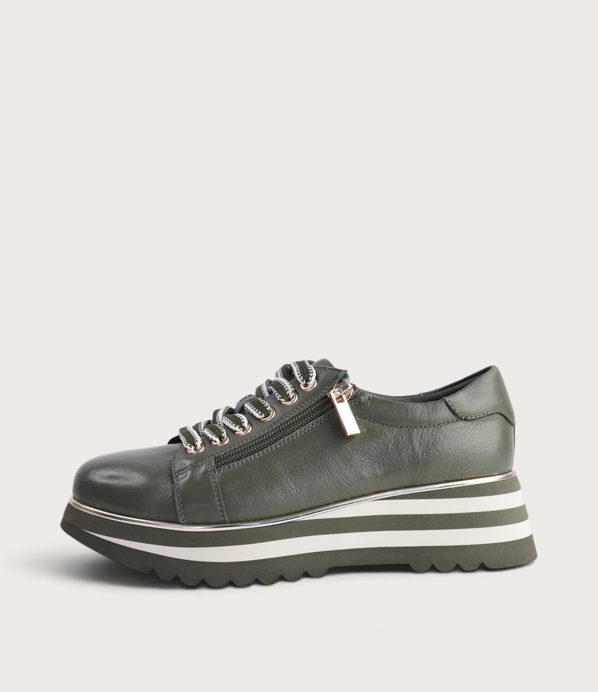 Eammes Olive/ Milk Leather Sneakers