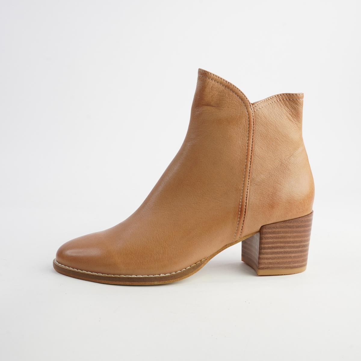 Mockas Dark Tan Leather Ankle Boots