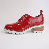 Daya Red Crinkle Patent Leather Loafers