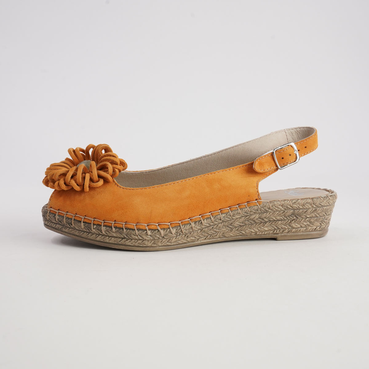 Erica Orange Suede Espadrille Wedges - SALA | Shouz