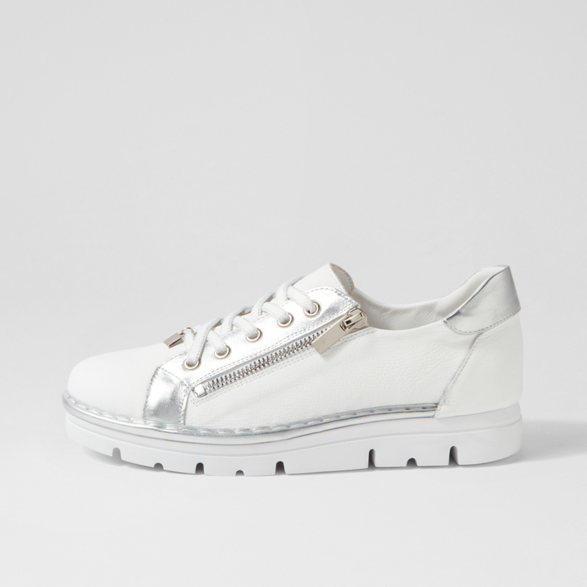 Elos White/silver Leather Sneakers - TOP END | Shouz
