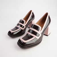 Bergen Coffee/ Pink Patent Leather Heels - TAMARA LONDON | Shouz