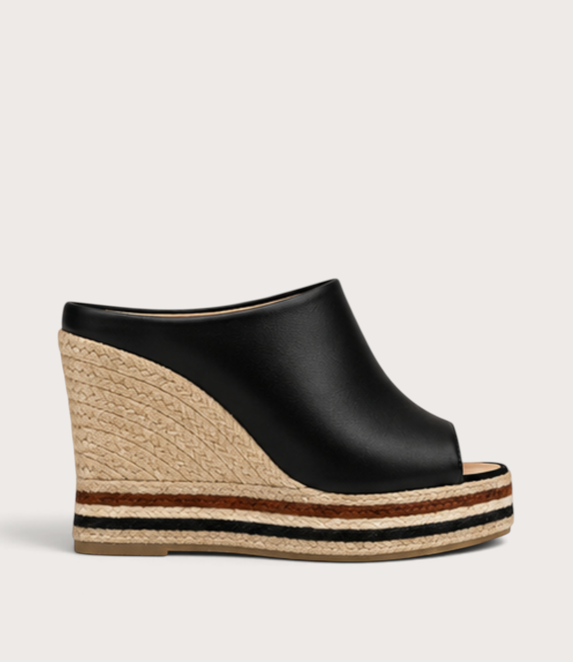 Bob Black Leather Wedges