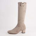 Handan Taupe Stretch Microsuede Knee High Boots