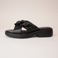 Elease Black Leather Slides