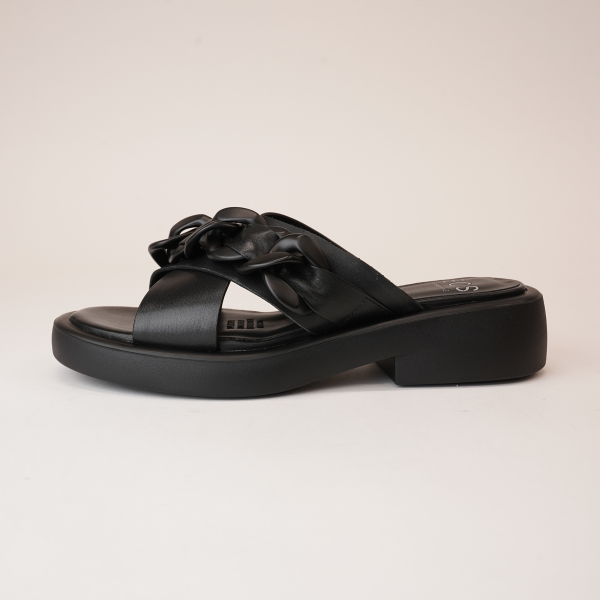 Elease Black Leather Slides - EOS FOOTWEAR | Shouz