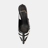 195135 Black/ White Leather High Heels