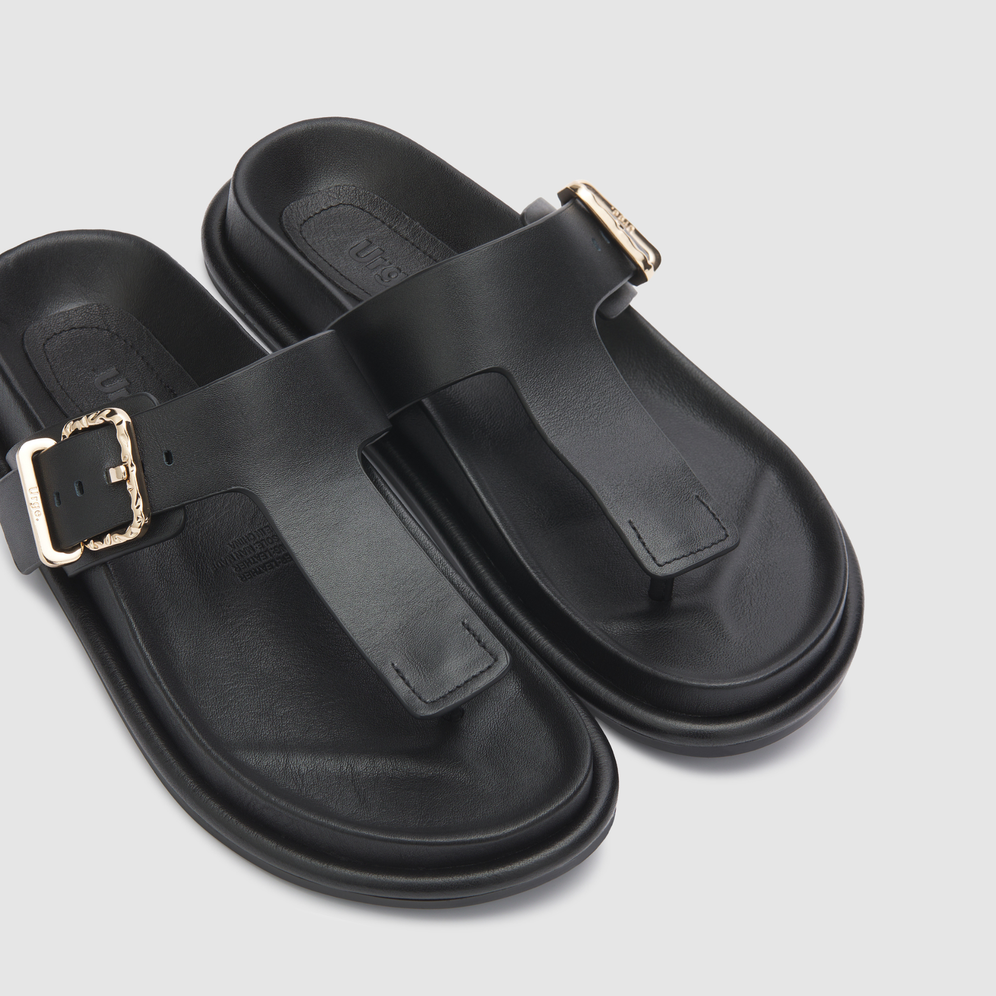 Aero Black Leather Sandals