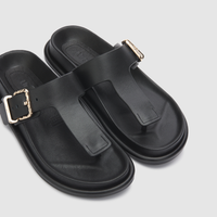 Aero Black Leather Sandals