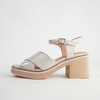 Jemi Beige And Gold Wash Leather Heels