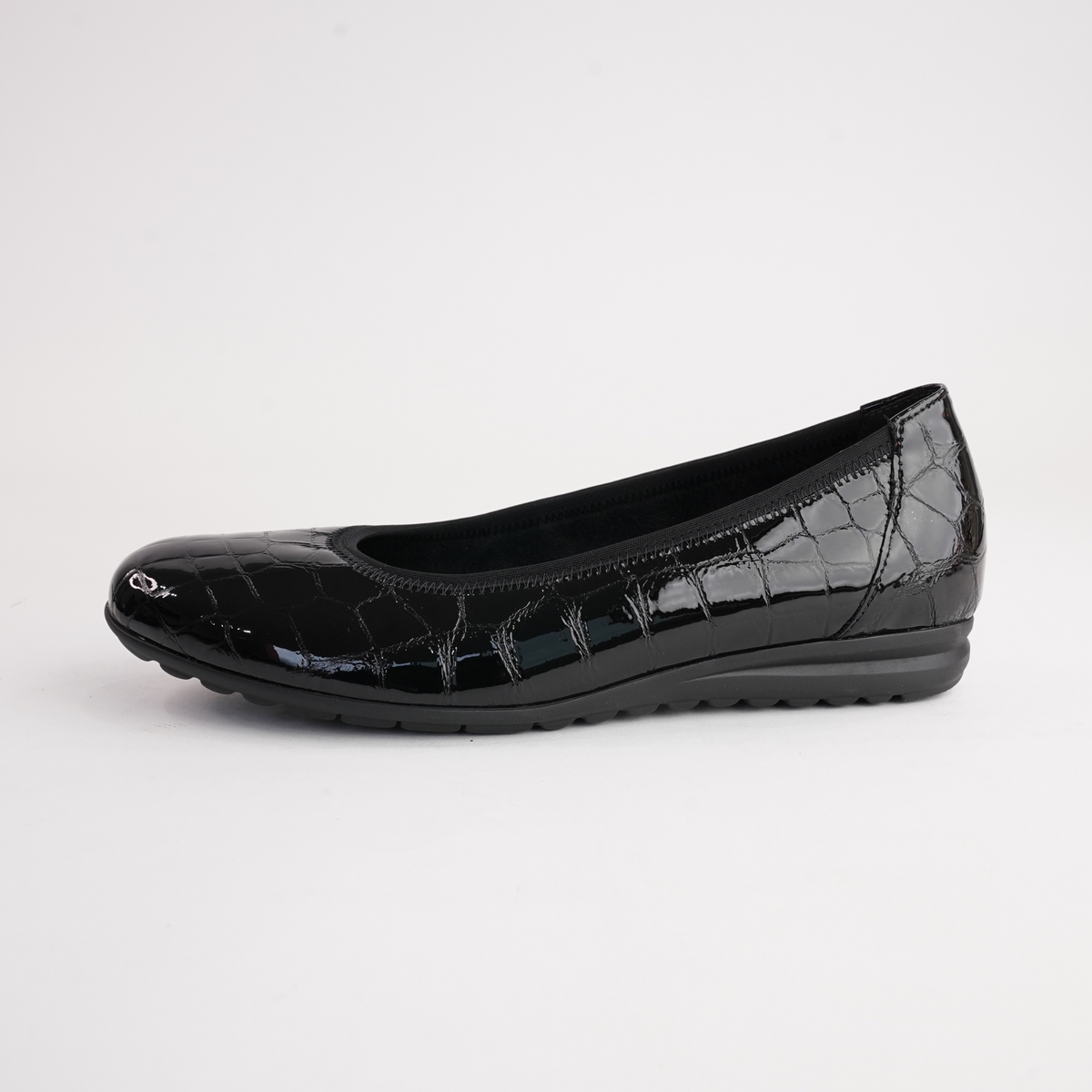 Gia Black Alligator Patent Leather Ballet Flats - GABOR | Shouz