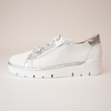 Js-2001 White/ Silver Leather Sneakers