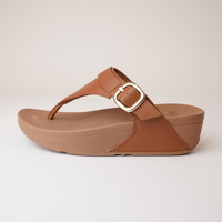 Lulu Adjustable Leather Toe Post Tan Sandals