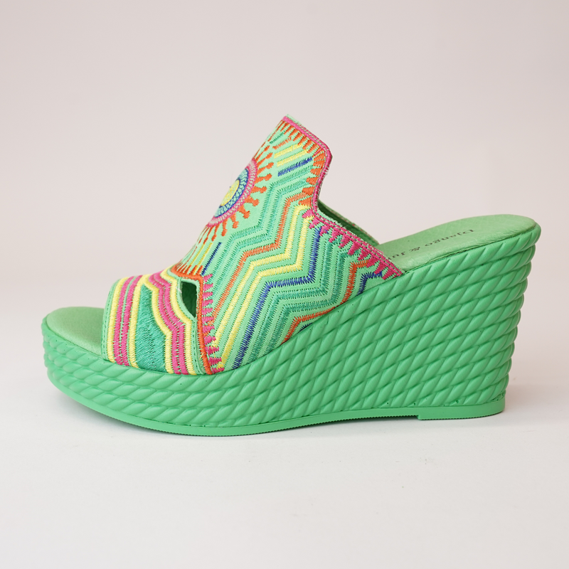 Eilam Lime Multi Leather Heels