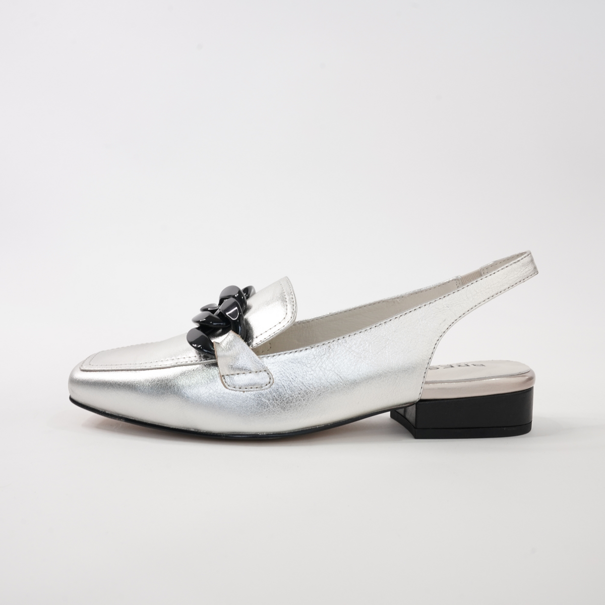 Randal Silver/ Black Leather Loafers - BRESLEY | Shouz