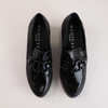 4668 Black Leather/Black Patent Loafers