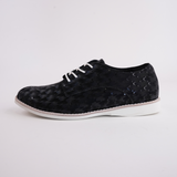 Derby Black Peacock Lace Up Flats - ROLLIE | Shouz