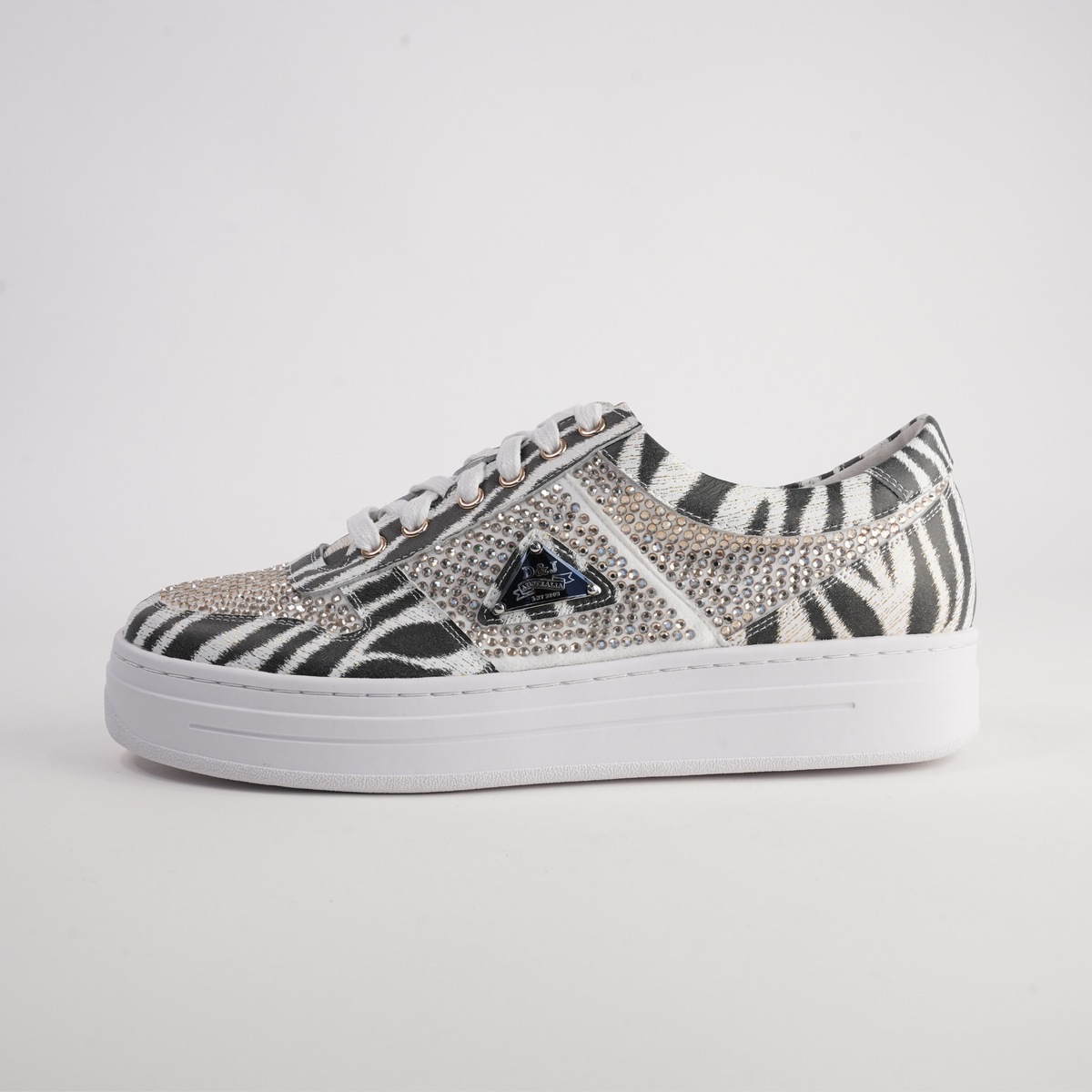 Nenna Zebra Leather/ Gold Jewels Leather Sneakers - DJANGO AND JULIETTE | Shouz