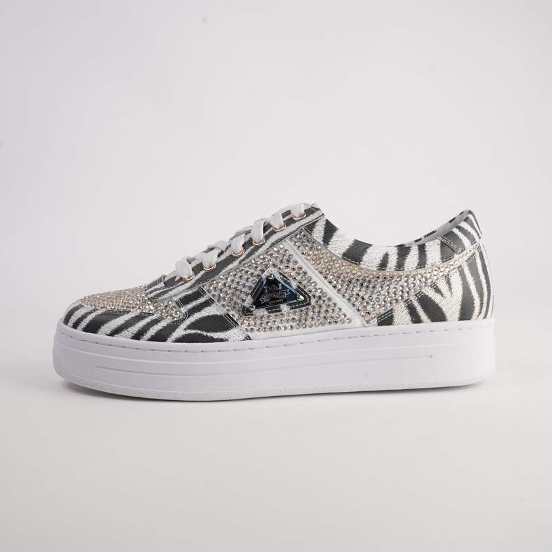 Nenna Zebra Leather/ Gold Jewels Leather Sneakers