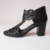 Saroja Black Leather Heels