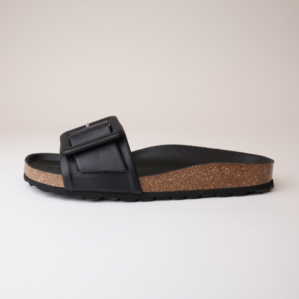 Reiko Black Leather Slides