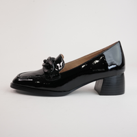 Nomass Black Patent Leather Heeled Loafers