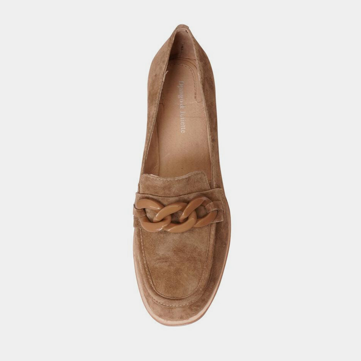 Nomass Light Choc Suede Heeled Loafers - DJANGO AND JULIETTE | Shouz