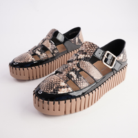 Baytown Black Patent/ Black Snake Caramel Sneakers