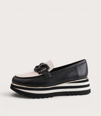 Ealia Black/ Milk Leather Loafers