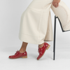 Leeze Dark Red Patent Leather Lace Up Flats