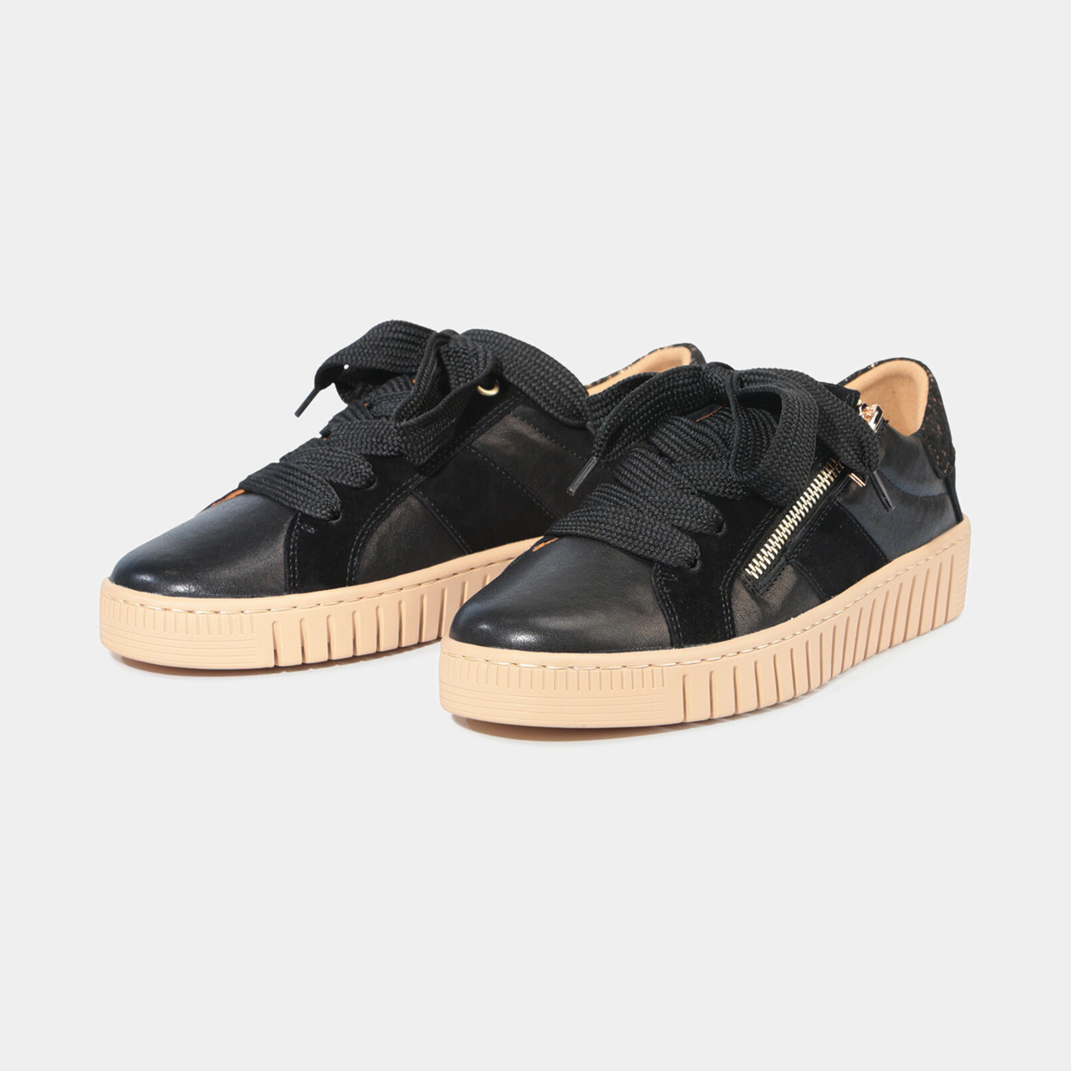 Tinah Black/ Gold Marble Leather Sneakers - EOS FOOTWEAR | Shouz