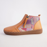 Regan Orange Mosaic Leather Ankle Boots - SALA | Shouz