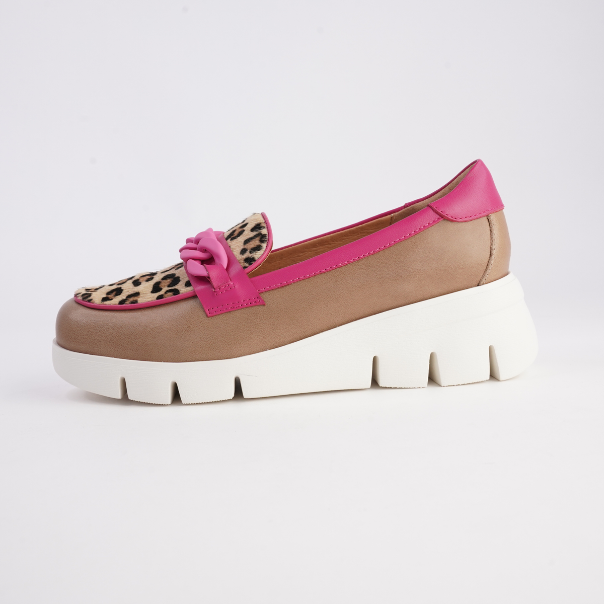 Barcelona Caramel/ Fuschia Multi Leather Loafers - MARCO SANTINI | Shouz