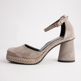 Eldon Taupe Nubuck Leather Heels - GAIMO | Shouz