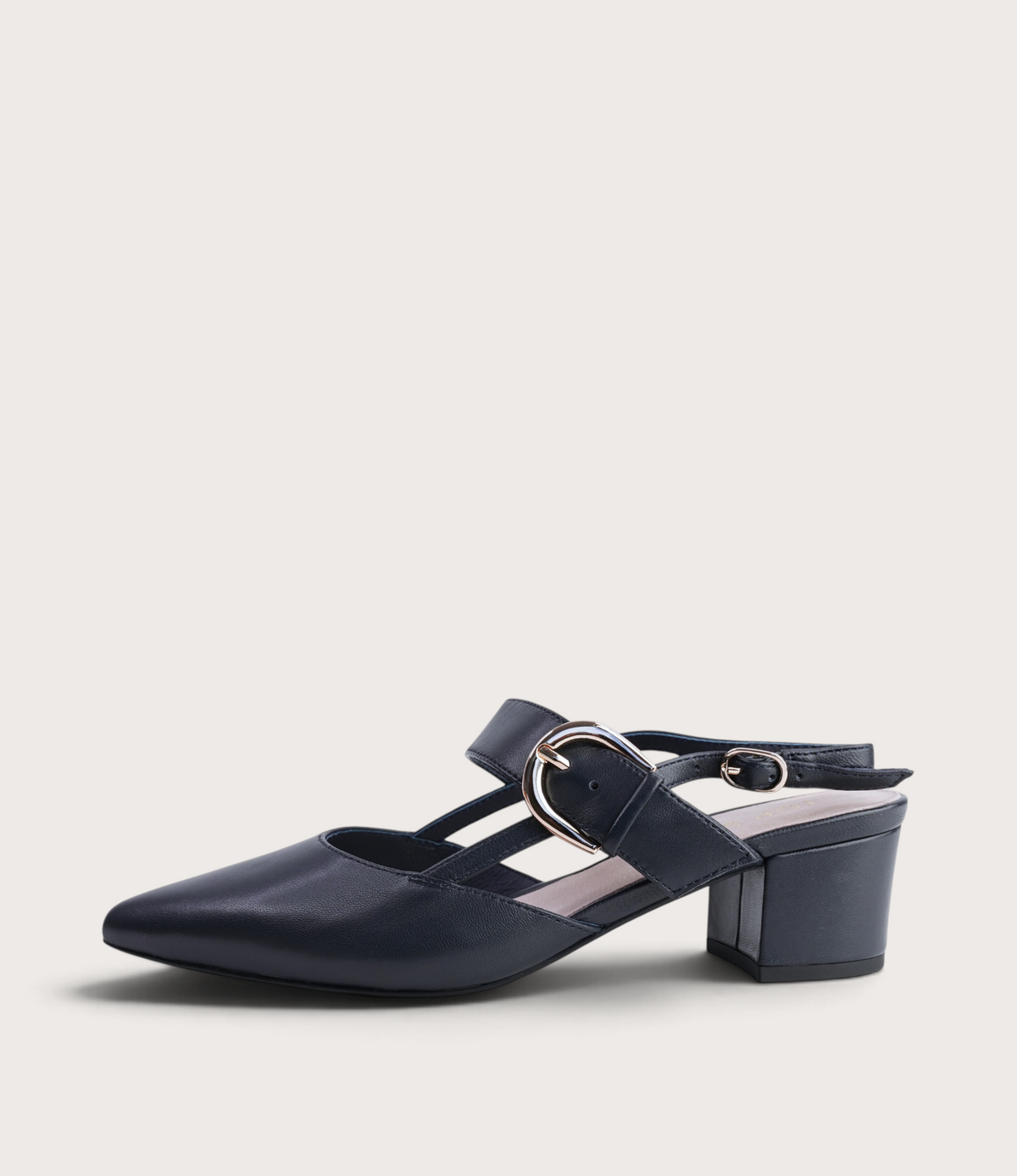 Asten Navy Leather Heels